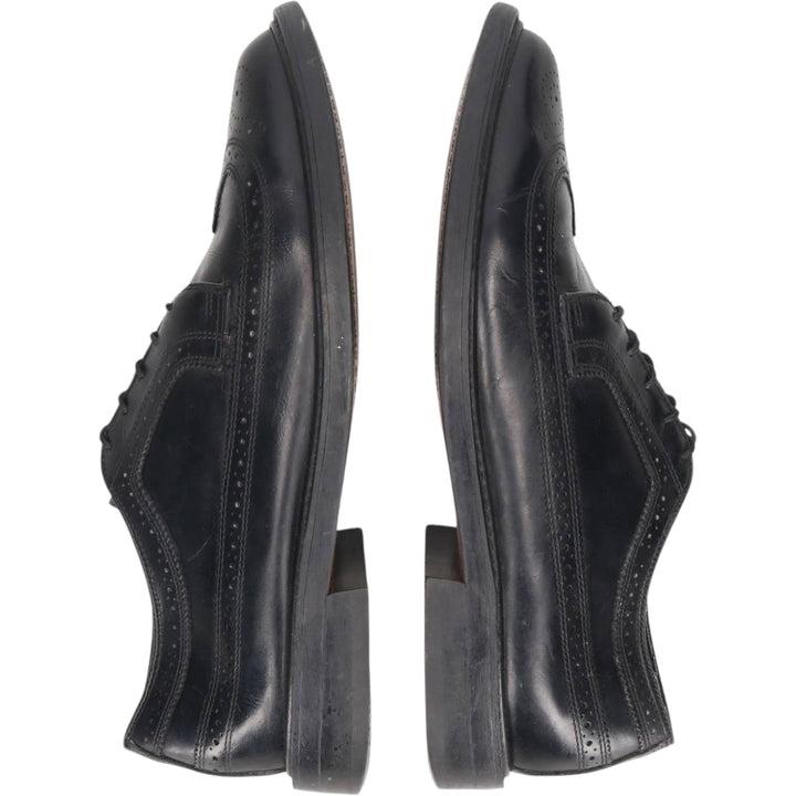 OAKWOODS Full Brogue Wingtip Shoes, Made in USA Men's 27.5cm unclear black type Vintage Second Hand