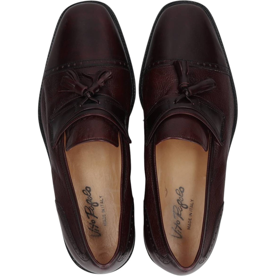 Vito Rufolo Straight-tip Tassel Loafers, Made in Italy, Size 10 Men's 28.5cm genuine leather bordeaux Vintage Second Hand