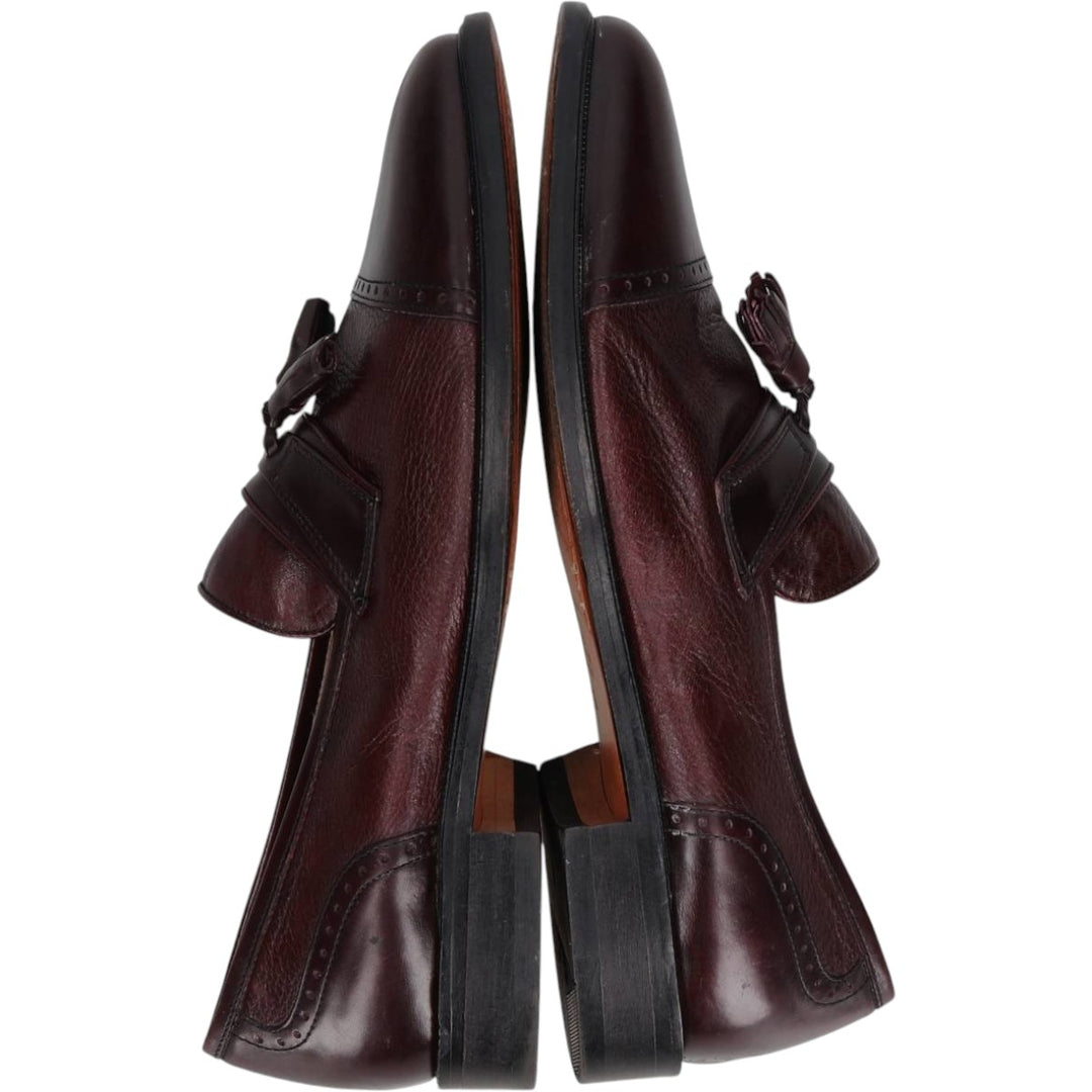 Vito Rufolo Straight-tip Tassel Loafers, Made in Italy, Size 10 Men's 28.5cm genuine leather bordeaux Vintage Second Hand