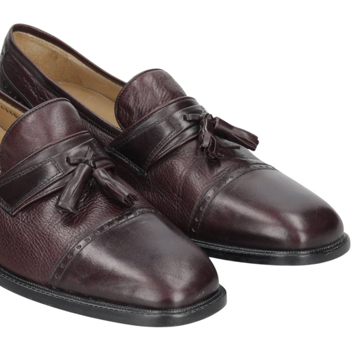 Vito Rufolo Straight-tip Tassel Loafers, Made in Italy, Size 10 Men's 28.5cm genuine leather bordeaux Vintage Second Hand