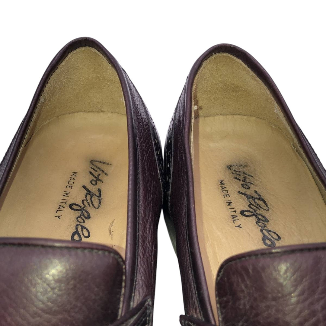 Vito Rufolo Straight-tip Tassel Loafers, Made in Italy, Size 10 Men's 28.5cm genuine leather bordeaux Vintage Second Hand