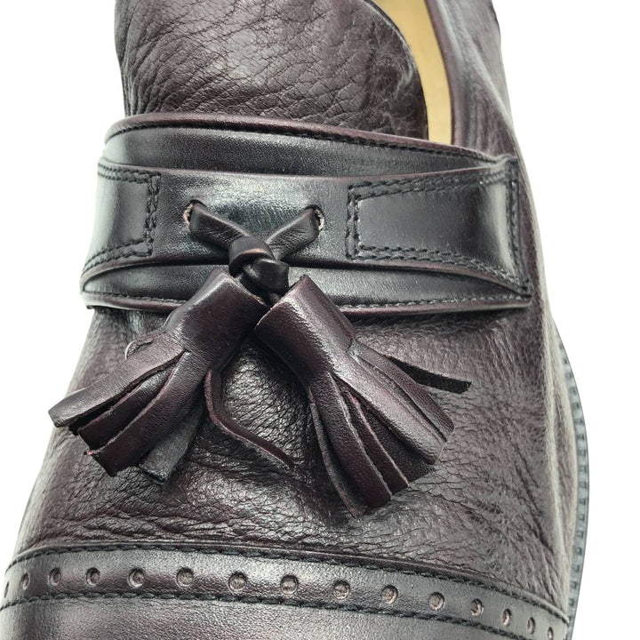 Vito Rufolo Straight-tip Tassel Loafers, Made in Italy, Size 10 Men's 28.5cm genuine leather bordeaux Vintage Second Hand
