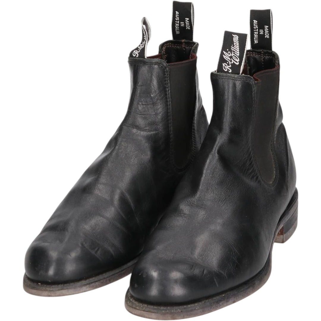 RMWilliams Side Gore Boots, Made in Australia, Size 7 1/2 Men's 26.0cm genuine leather black type Vintage Second Hand