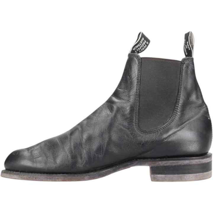 RMWilliams Side Gore Boots, Made in Australia, Size 7 1/2 Men's 26.0cm genuine leather black type Vintage Second Hand