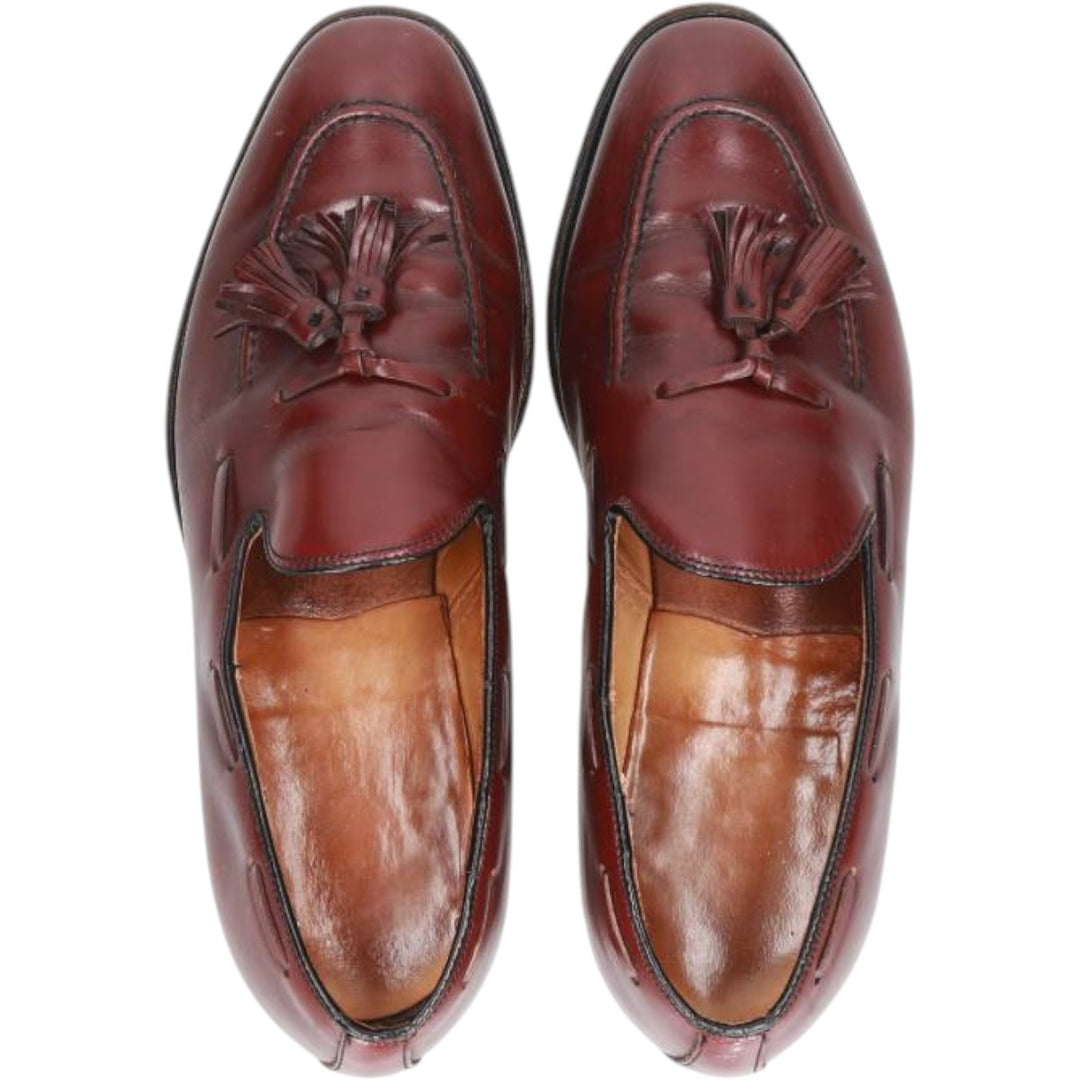 Tassel Loafers 8 1/2M Men's 26.5cm genuine leather wine-red Vintage Second Hand