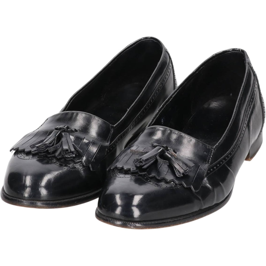 Adolfo Quilted Tan Tassel Loafers, Made in Italy, Size 8 1/2 Men's 27.0cm genuine leather black type Vintage Second Hand