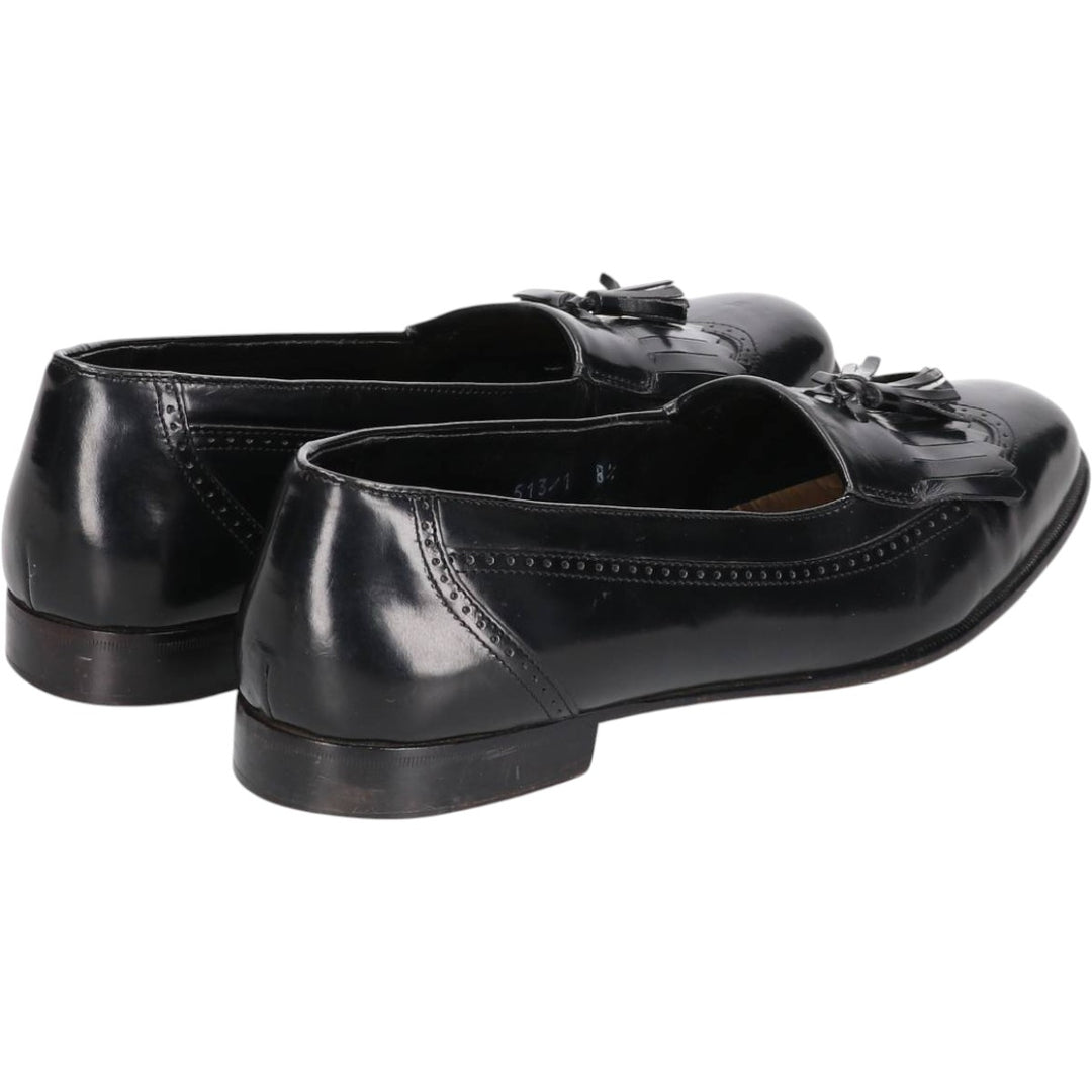 Adolfo Quilted Tan Tassel Loafers, Made in Italy, Size 8 1/2 Men's 27.0cm genuine leather black type Vintage Second Hand