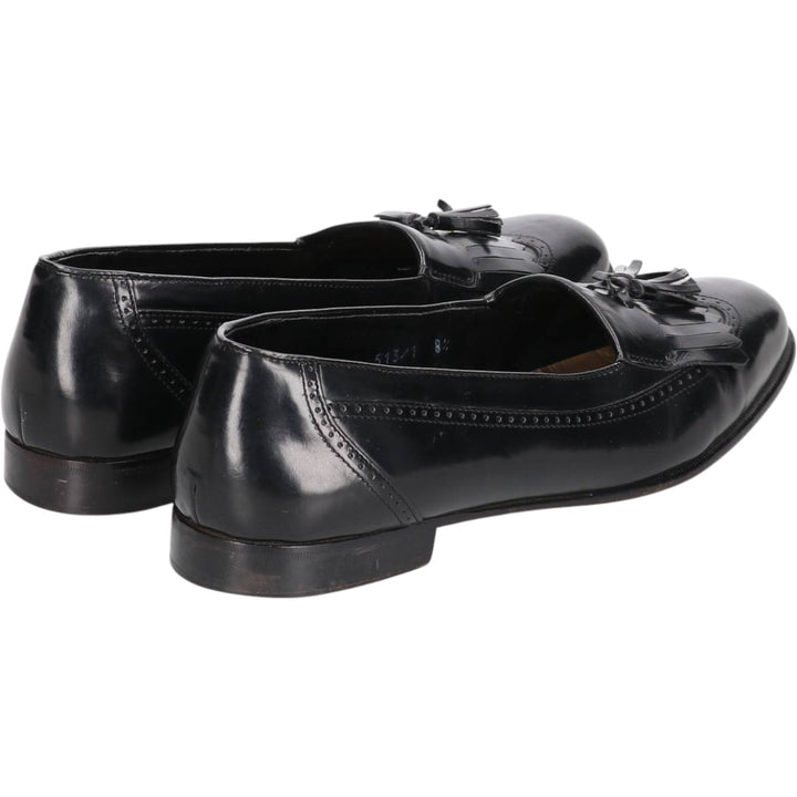 Adolfo Quilted Tan Tassel Loafers, Made in Italy, Size 8 1/2 Men's 27.0cm genuine leather black type Vintage Second Hand