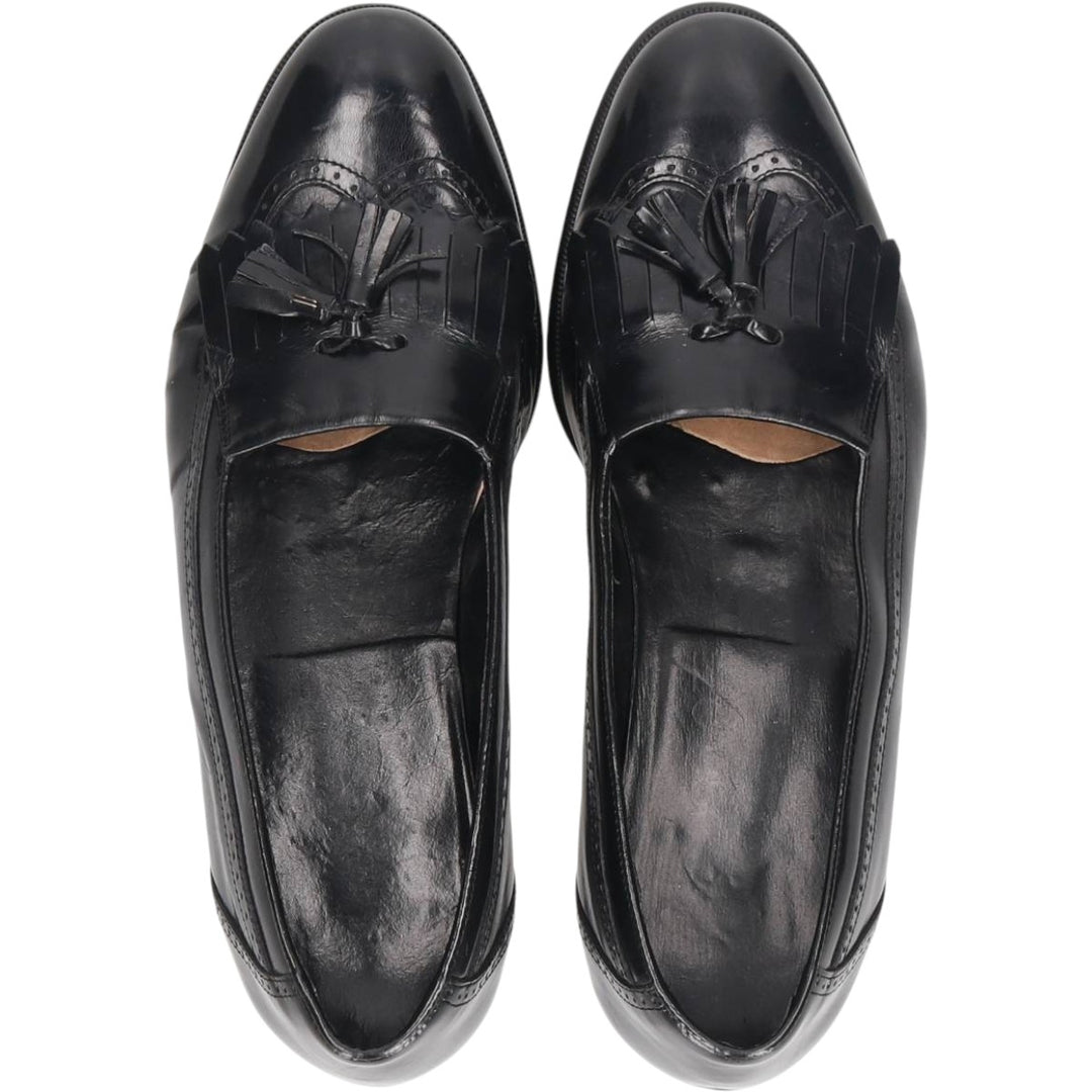 Adolfo Quilted Tan Tassel Loafers, Made in Italy, Size 8 1/2 Men's 27.0cm genuine leather black type Vintage Second Hand