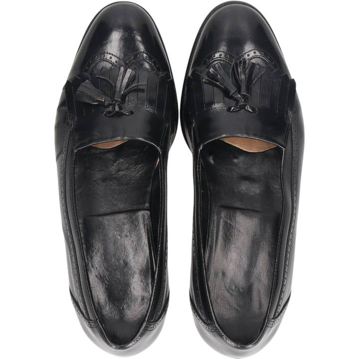 Adolfo Quilted Tan Tassel Loafers, Made in Italy, Size 8 1/2 Men's 27.0cm genuine leather black type Vintage Second Hand