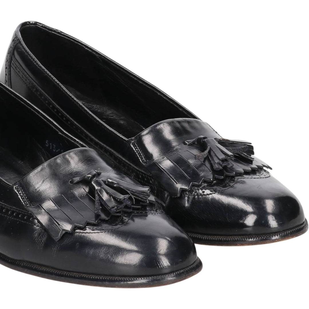 Adolfo Quilted Tan Tassel Loafers, Made in Italy, Size 8 1/2 Men's 27.0cm genuine leather black type Vintage Second Hand