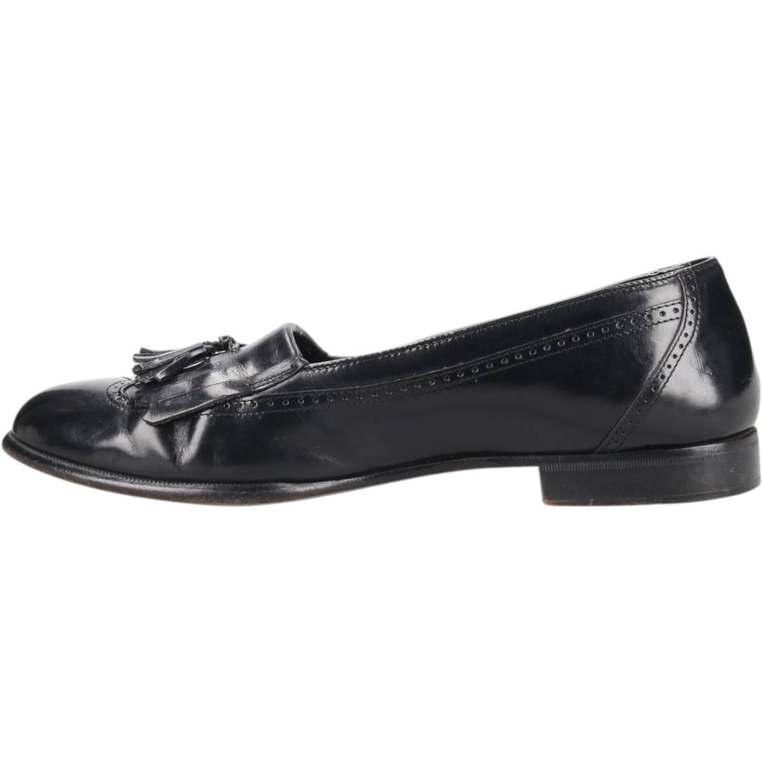 Adolfo Quilted Tan Tassel Loafers, Made in Italy, Size 8 1/2 Men's 27.0cm genuine leather black type Vintage Second Hand