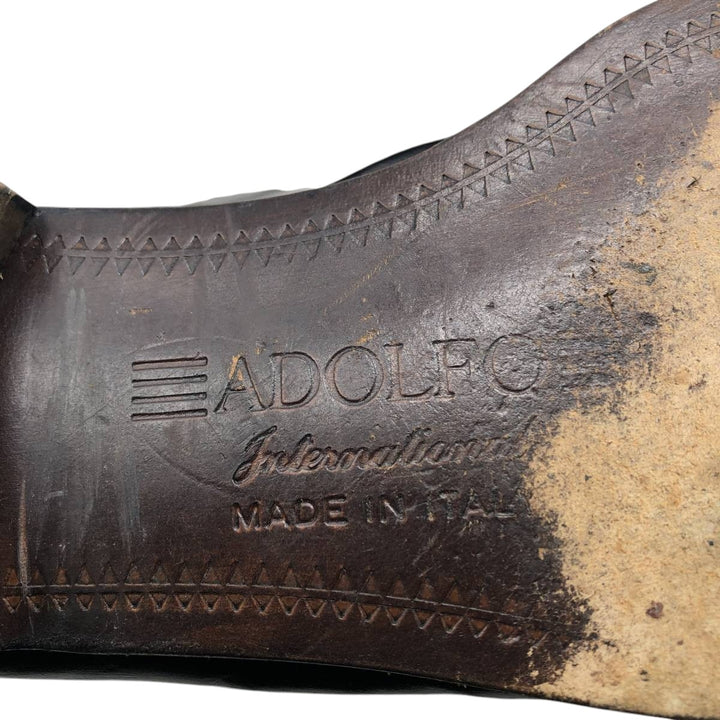 Adolfo Quilted Tan Tassel Loafers, Made in Italy, Size 8 1/2 Men's 27.0cm genuine leather black type Vintage Second Hand