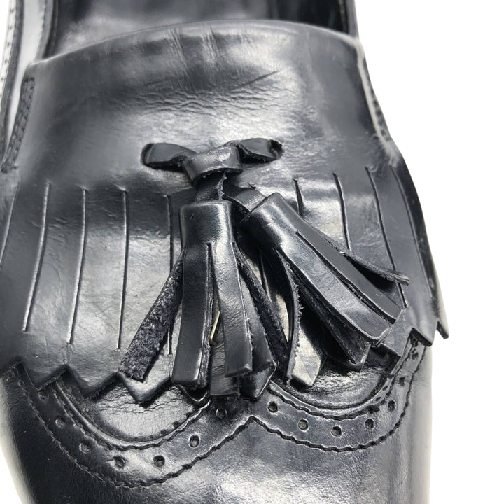 Adolfo Quilted Tan Tassel Loafers, Made in Italy, Size 8 1/2 Men's 27.0cm genuine leather black type Vintage Second Hand