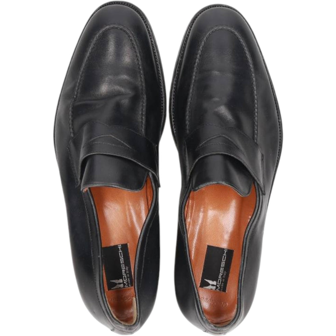 MORESCHI coin loafers, Made in Italy, size 9 Men's 28.5cm genuine leather black type Vintage Second Hand