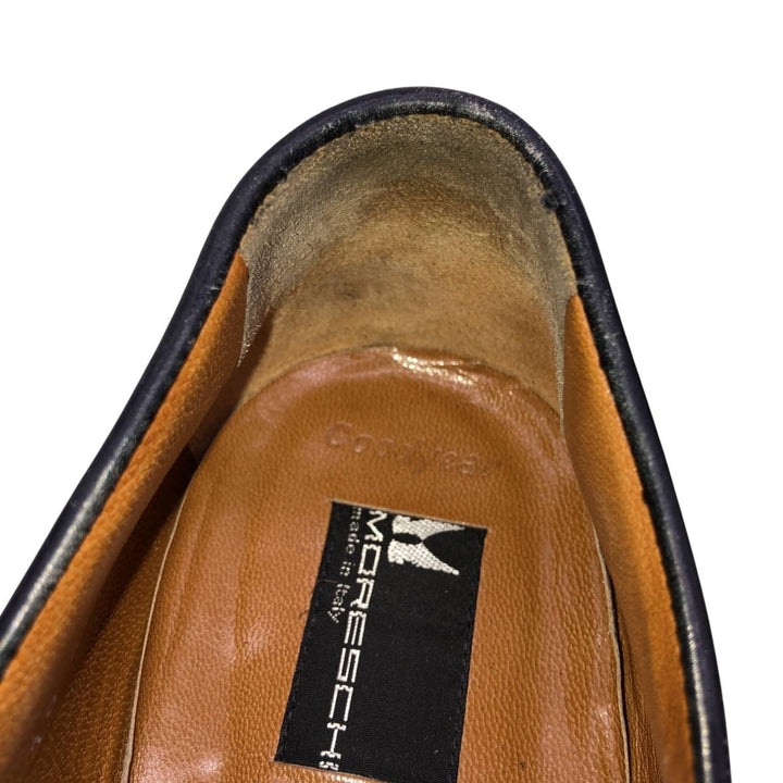 MORESCHI coin loafers, Made in Italy, size 9 Men's 28.5cm genuine leather black type Vintage Second Hand
