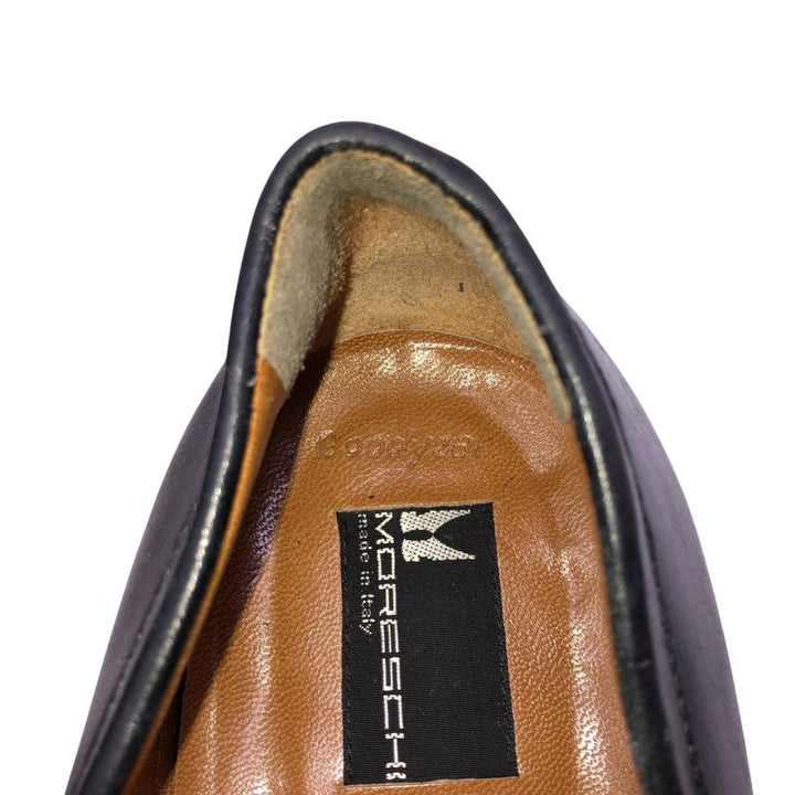 MORESCHI coin loafers, Made in Italy, size 9 Men's 28.5cm genuine leather black type Vintage Second Hand