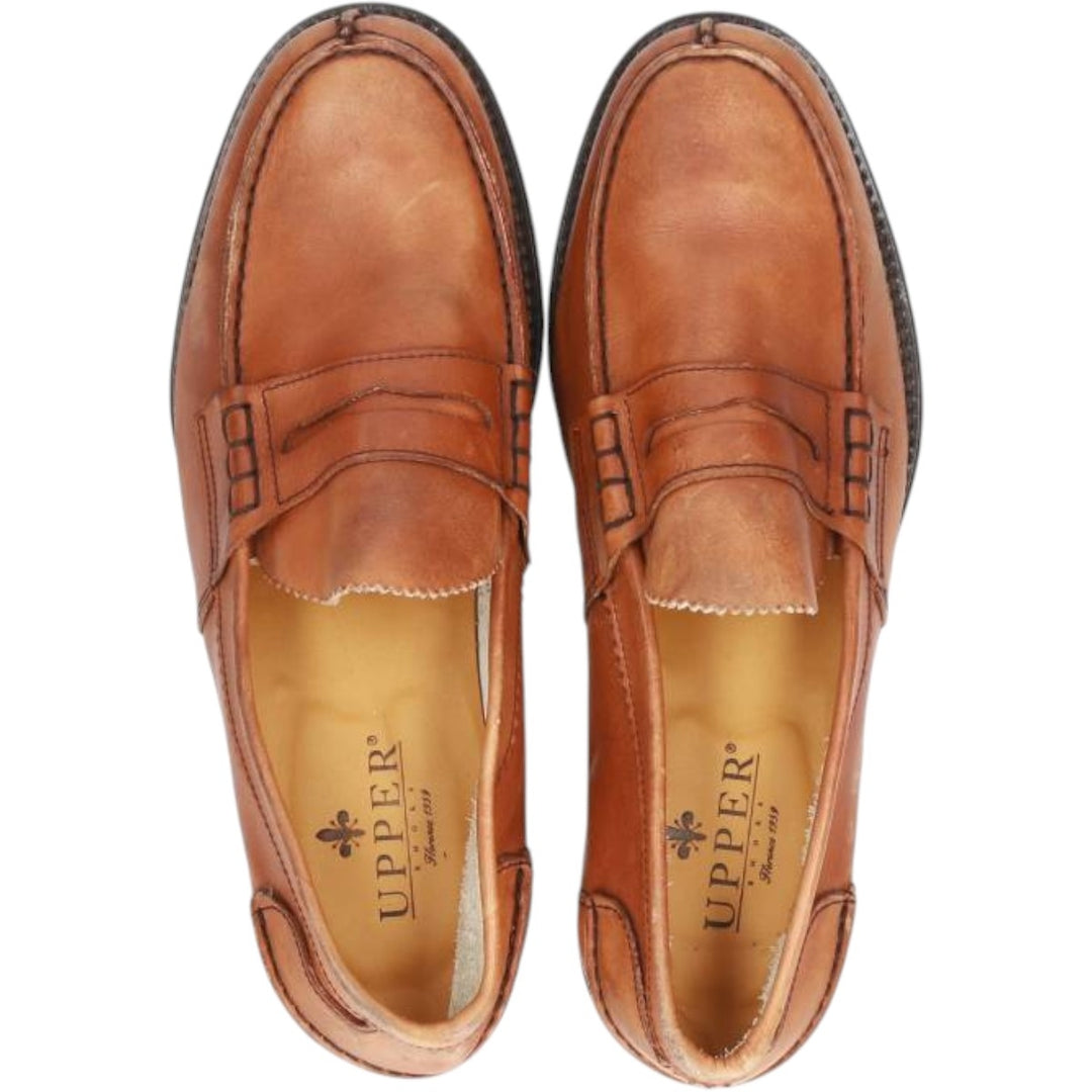 UPPER SHOES Penny Loafers Made in Italy Size 43 Men's 26.5cm genuine leather beige type brown Vintage Second Hand
