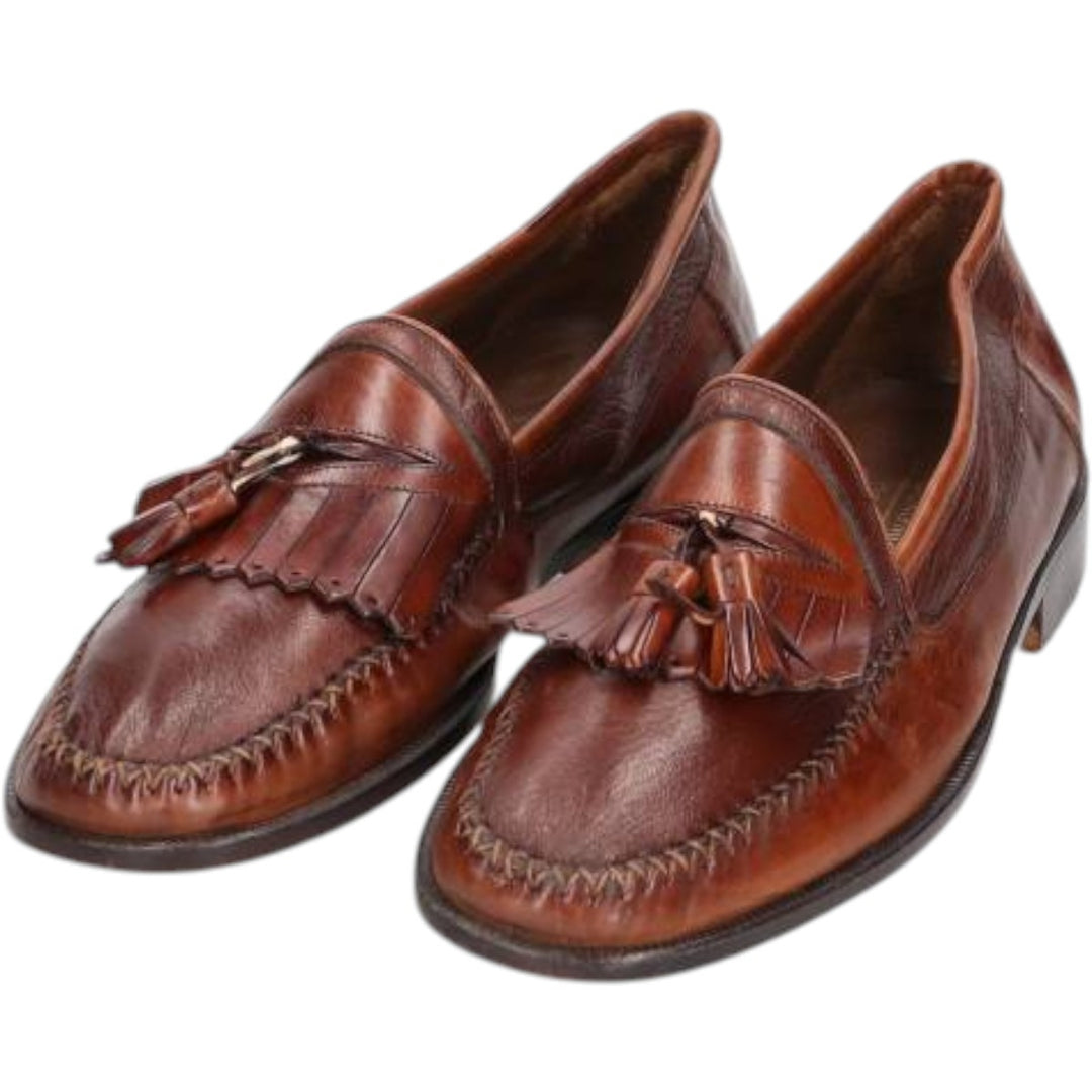 Johnston & Murphy DOMANI Tassel Quilted Loafers, Made in Italy, Size 8M Men's 26.0cm unclear brown type Vintage Second Hand