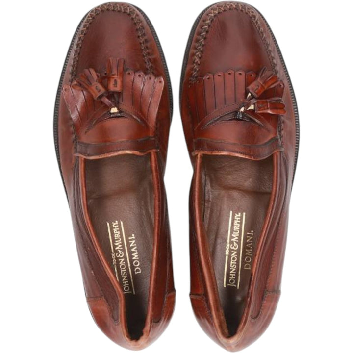 Johnston & Murphy DOMANI Tassel Quilted Loafers, Made in Italy, Size 8M Men's 26.0cm unclear brown type Vintage Second Hand