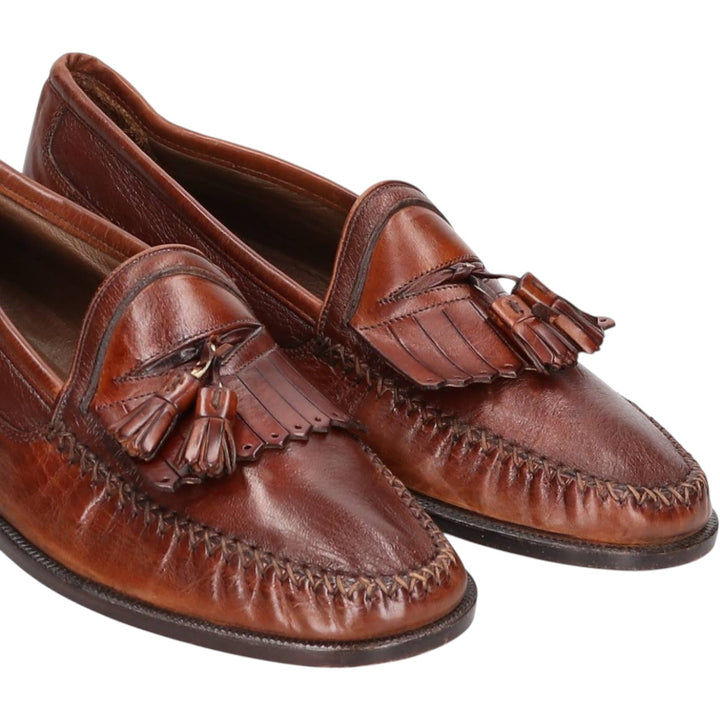 Johnston & Murphy DOMANI Tassel Quilted Loafers, Made in Italy, Size 8M Men's 26.0cm unclear brown type Vintage Second Hand