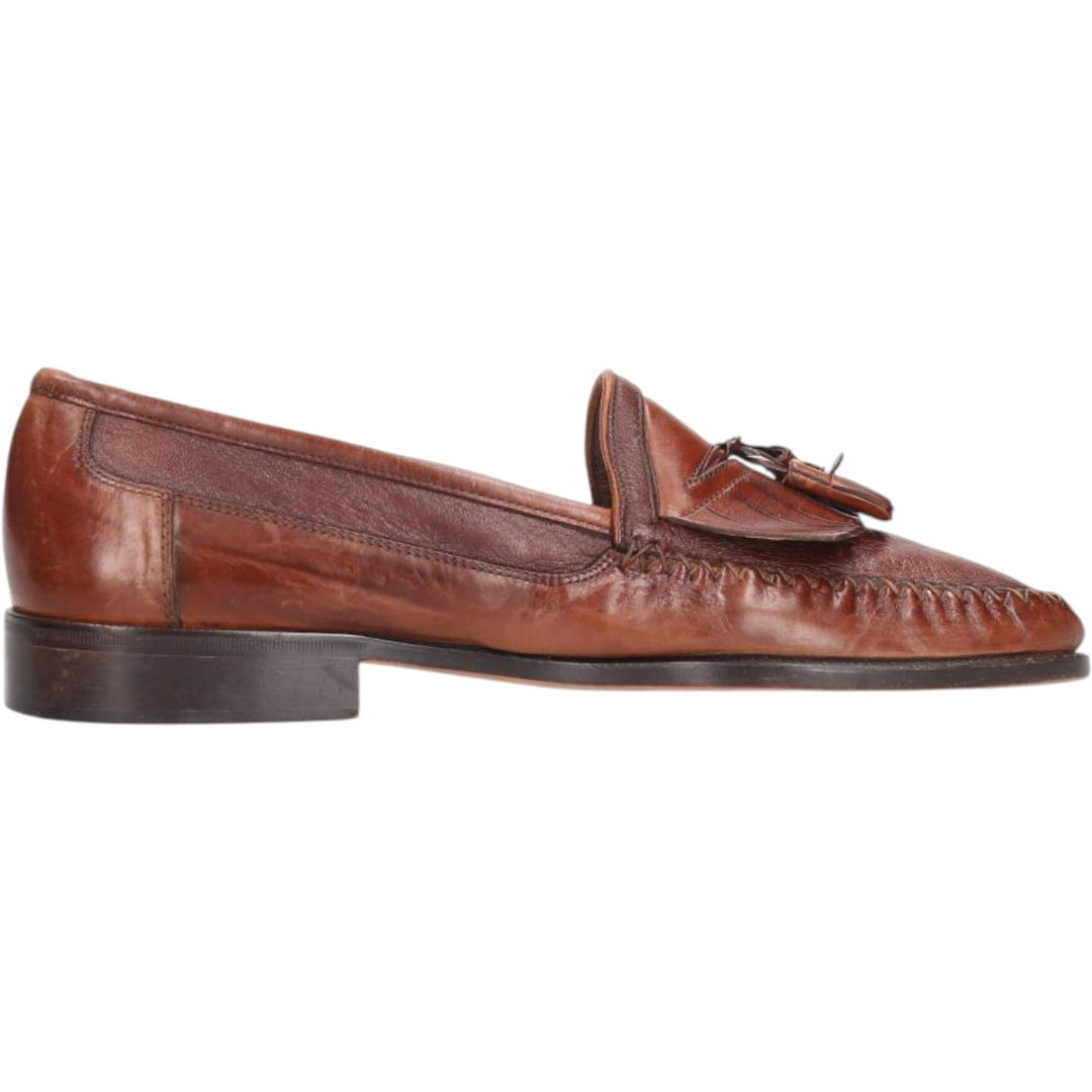 Johnston & Murphy DOMANI Tassel Quilted Loafers, Made in Italy, Size 8M Men's 26.0cm unclear brown type Vintage Second Hand