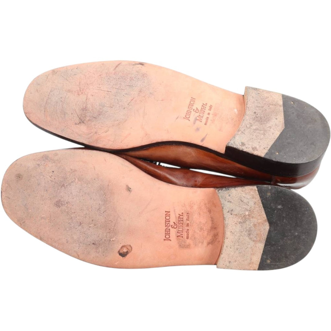 Johnston & Murphy DOMANI Tassel Quilted Loafers, Made in Italy, Size 8M Men's 26.0cm unclear brown type Vintage Second Hand