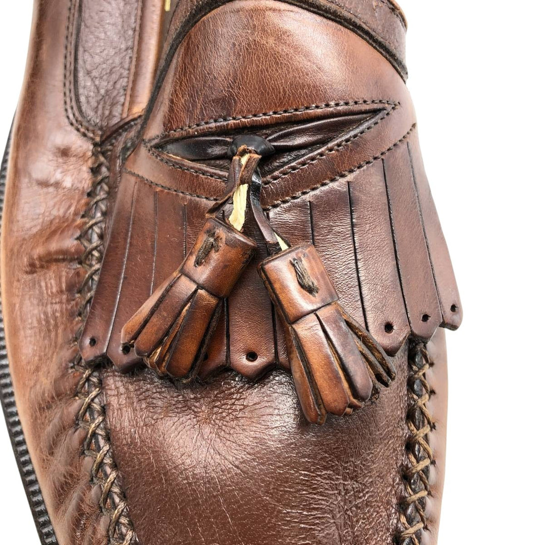 Johnston & Murphy DOMANI Tassel Quilted Loafers, Made in Italy, Size 8M Men's 26.0cm unclear brown type Vintage Second Hand