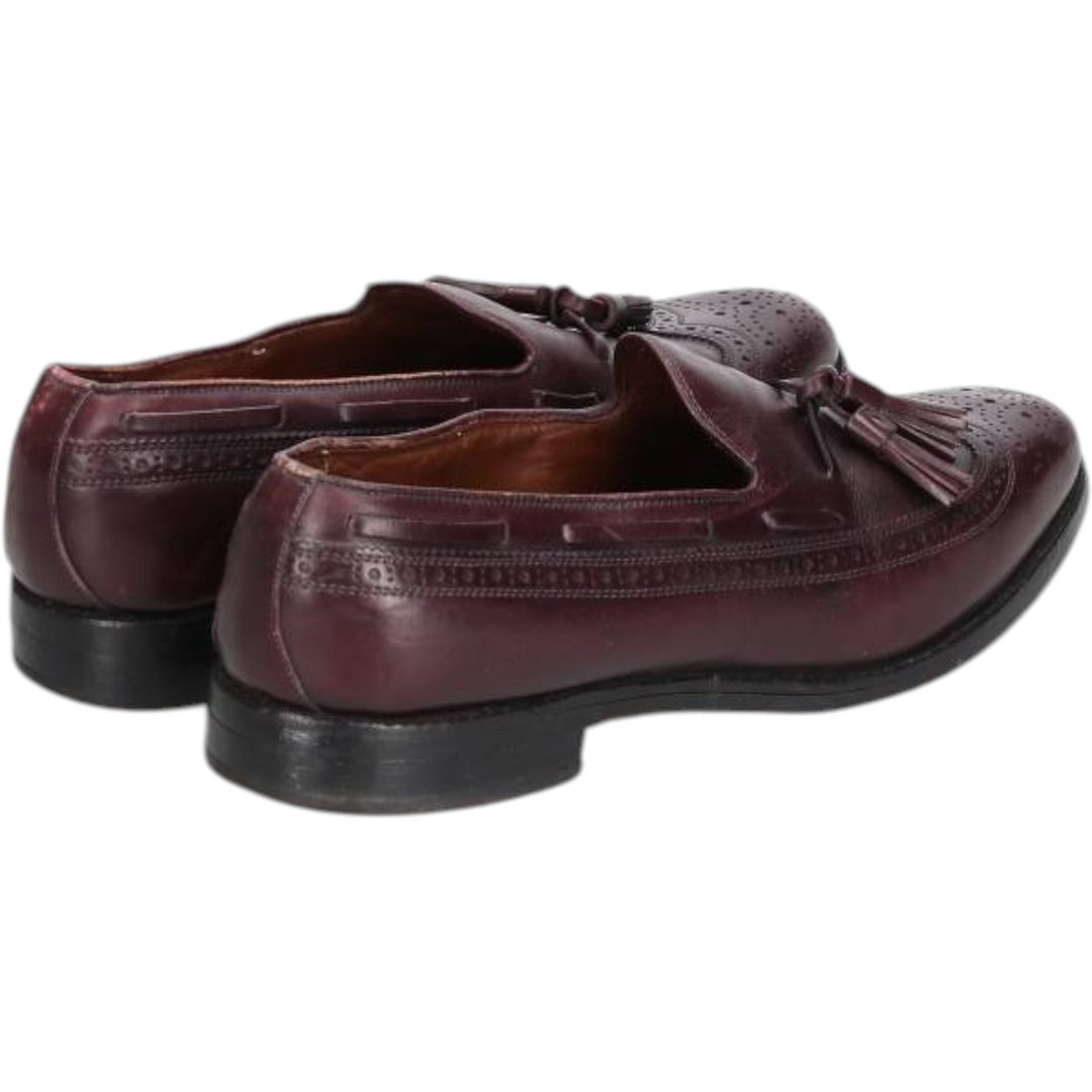 80s-90s Allen Edmonds Manchester Full Brogue Wingtip Tassel Loafers, Made in USA, Size 9B Men's 27.0cm unclear burgundy type Vintage Second Hand