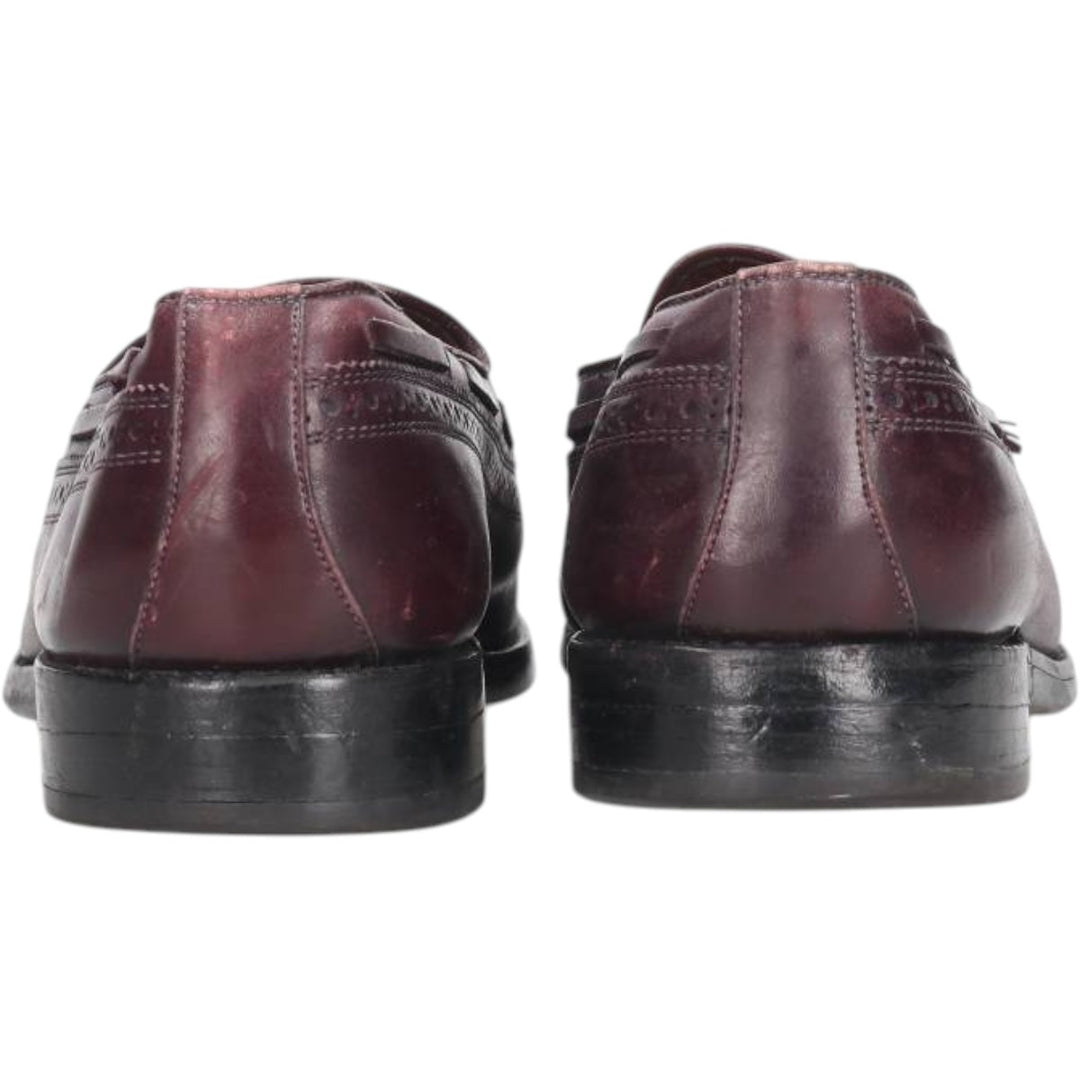 80s-90s Allen Edmonds Manchester Full Brogue Wingtip Tassel Loafers, Made in USA, Size 9B Men's 27.0cm unclear burgundy type Vintage Second Hand