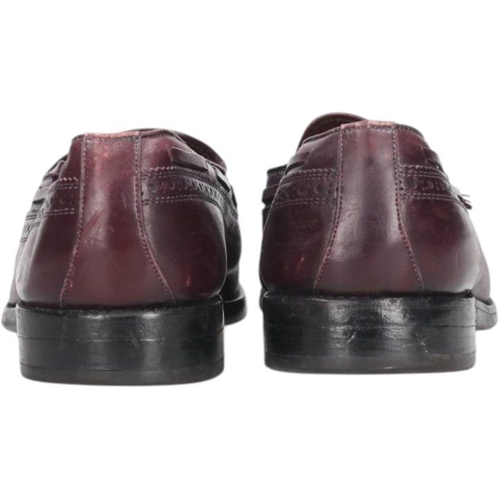 80s-90s Allen Edmonds Manchester Full Brogue Wingtip Tassel Loafers, Made in USA, Size 9B Men's 27.0cm unclear burgundy type Vintage Second Hand