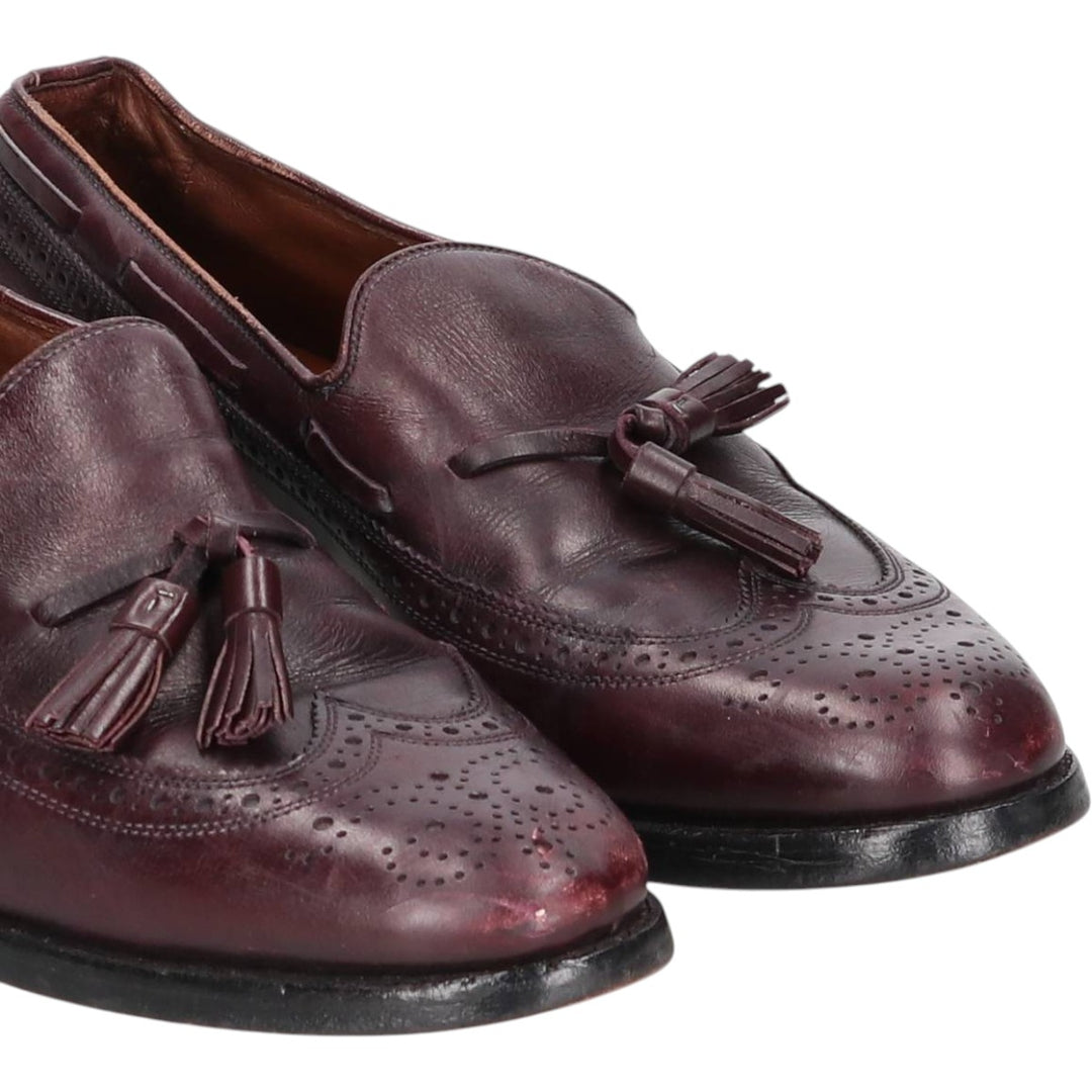 80s-90s Allen Edmonds Manchester Full Brogue Wingtip Tassel Loafers, Made in USA, Size 9B Men's 27.0cm unclear burgundy type Vintage Second Hand