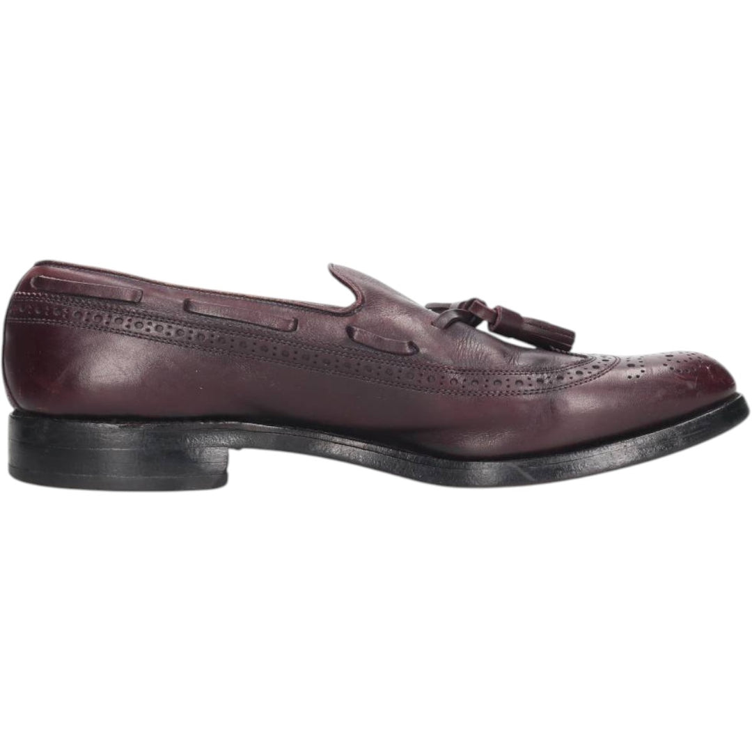 80s-90s Allen Edmonds Manchester Full Brogue Wingtip Tassel Loafers, Made in USA, Size 9B Men's 27.0cm unclear burgundy type Vintage Second Hand