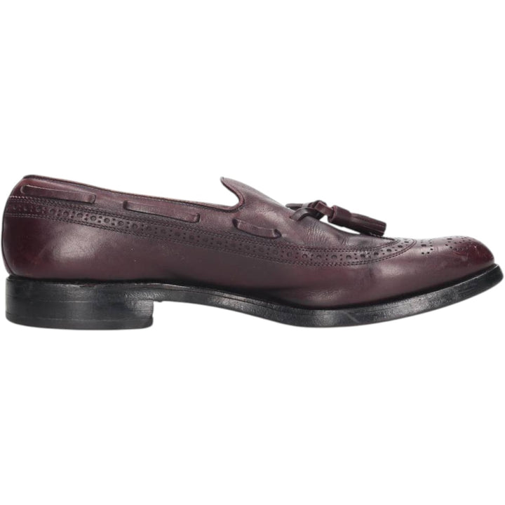 80s-90s Allen Edmonds Manchester Full Brogue Wingtip Tassel Loafers, Made in USA, Size 9B Men's 27.0cm unclear burgundy type Vintage Second Hand