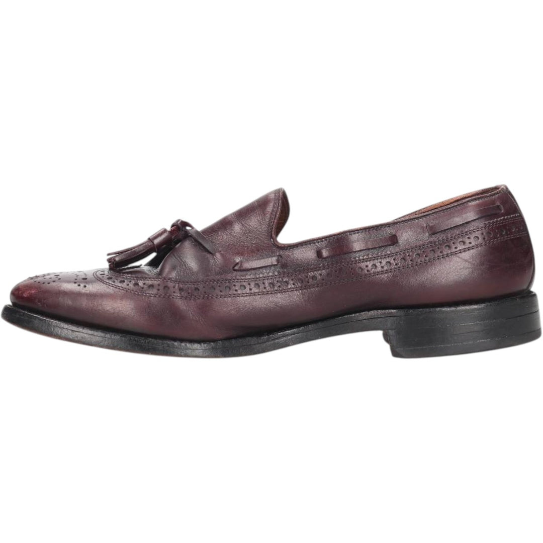 80s-90s Allen Edmonds Manchester Full Brogue Wingtip Tassel Loafers, Made in USA, Size 9B Men's 27.0cm unclear burgundy type Vintage Second Hand