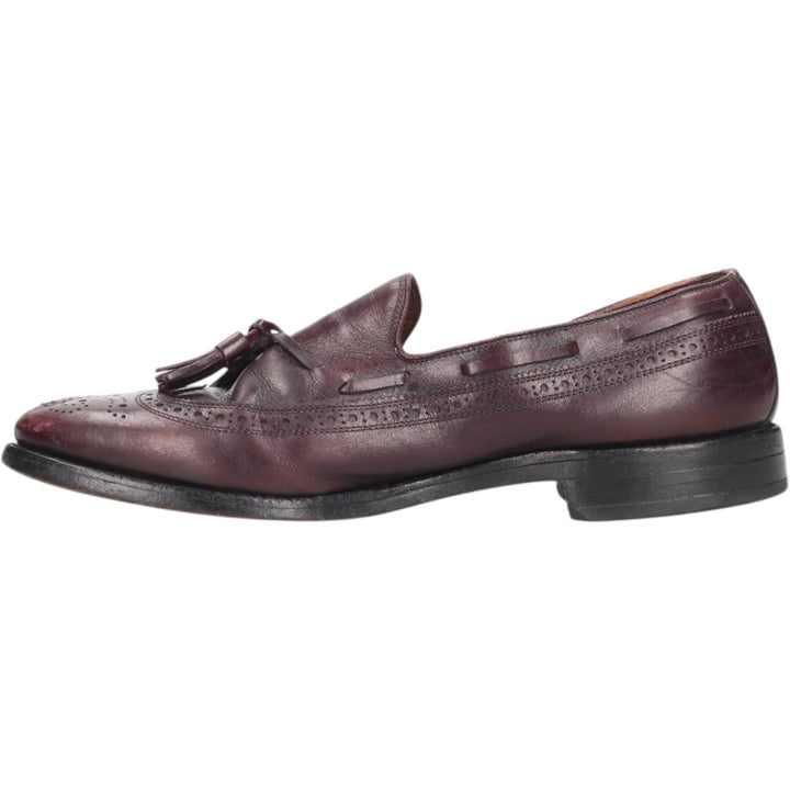 80s-90s Allen Edmonds Manchester Full Brogue Wingtip Tassel Loafers, Made in USA, Size 9B Men's 27.0cm unclear burgundy type Vintage Second Hand