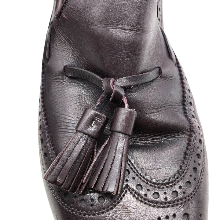 80s-90s Allen Edmonds Manchester Full Brogue Wingtip Tassel Loafers, Made in USA, Size 9B Men's 27.0cm unclear burgundy type Vintage Second Hand