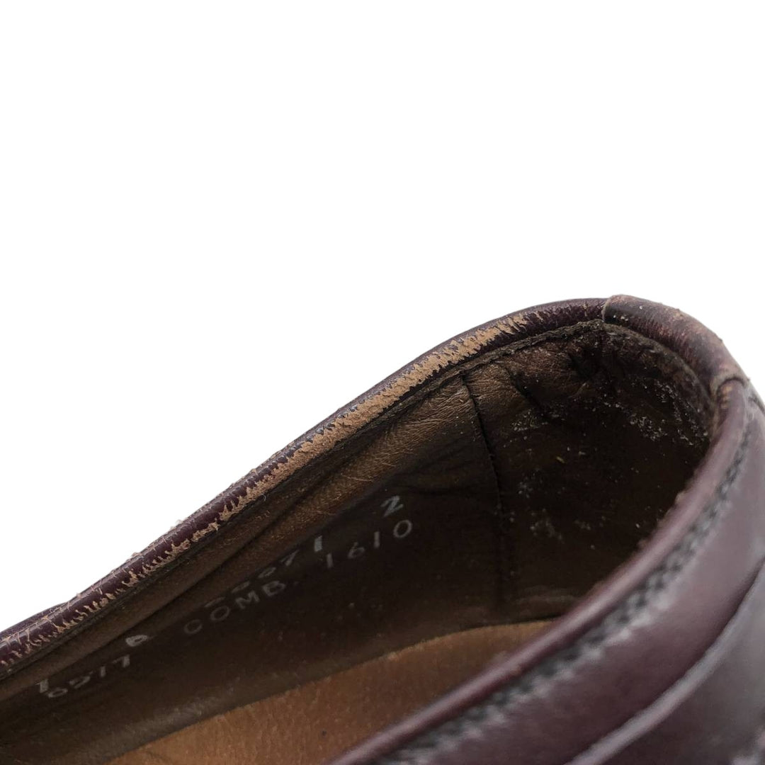 80s-90s Allen Edmonds Manchester Full Brogue Wingtip Tassel Loafers, Made in USA, Size 9B Men's 27.0cm unclear burgundy type Vintage Second Hand