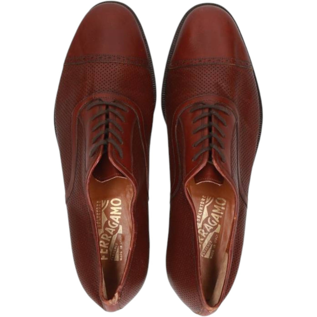 Salvatore Ferragamo straight-tip shoes, made in Italy, size 9D Men's 27.0cm unclear red type reddish brown Vintage Second Hand