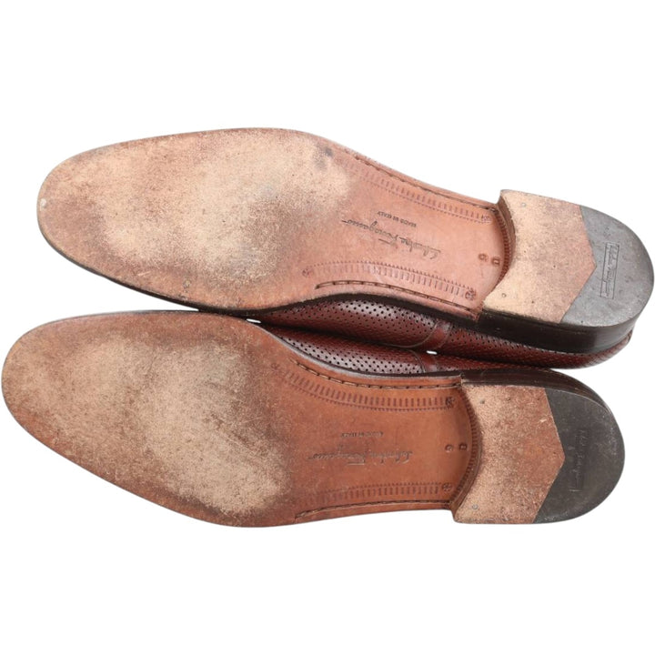Salvatore Ferragamo straight-tip shoes, made in Italy, size 9D Men's 27.0cm unclear red type reddish brown Vintage Second Hand