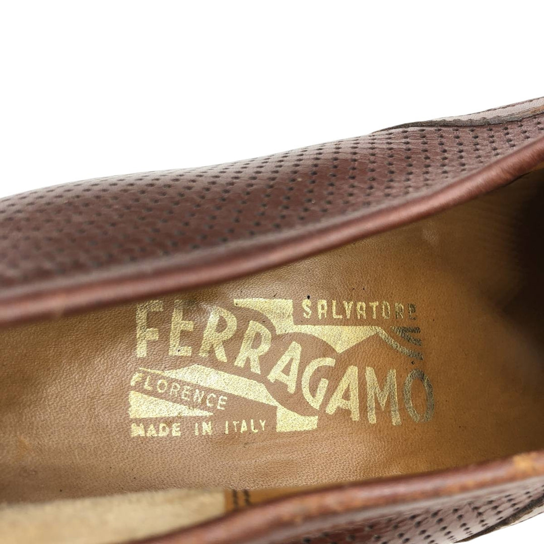 Salvatore Ferragamo straight-tip shoes, made in Italy, size 9D Men's 27.0cm unclear red type reddish brown Vintage Second Hand