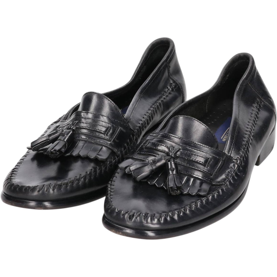 GIORGIO BRUTINI Quilted Tassel Loafers, Size 9 1/2 D Men's 27.5cm genuine leather black type Vintage Second Hand