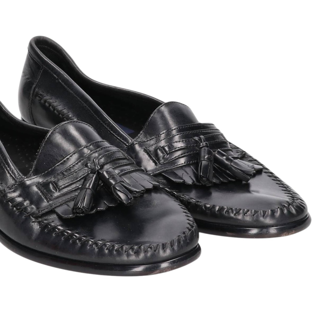 GIORGIO BRUTINI Quilted Tassel Loafers, Size 9 1/2 D Men's 27.5cm genuine leather black type Vintage Second Hand