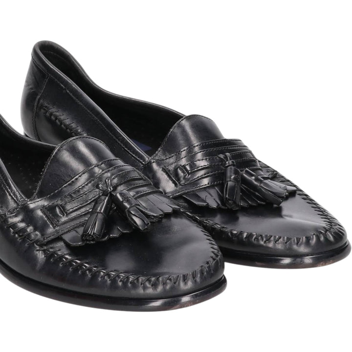 GIORGIO BRUTINI Quilted Tassel Loafers, Size 9 1/2 D Men's 27.5cm genuine leather black type Vintage Second Hand
