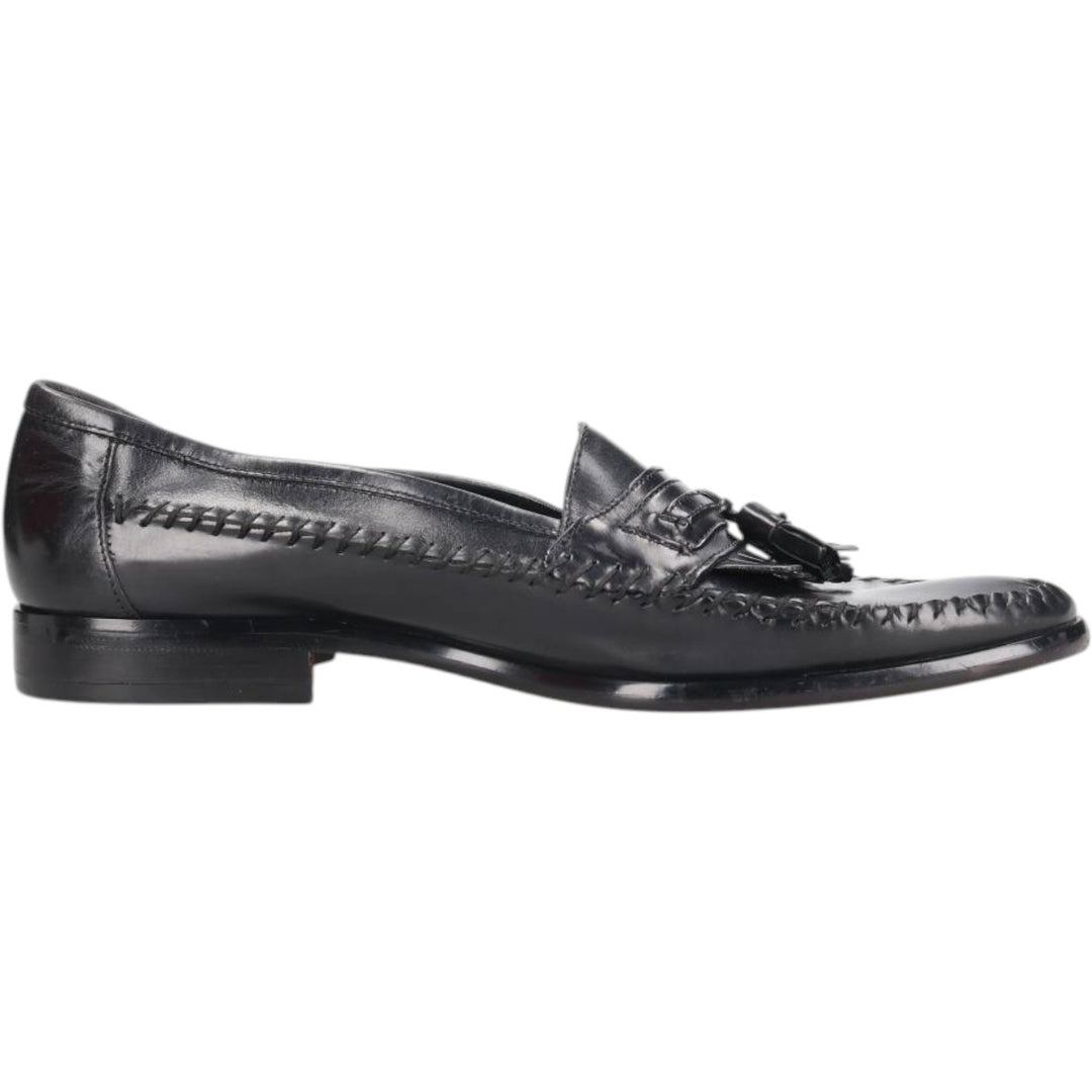 GIORGIO BRUTINI Quilted Tassel Loafers, Size 9 1/2 D Men's 27.5cm genuine leather black type Vintage Second Hand
