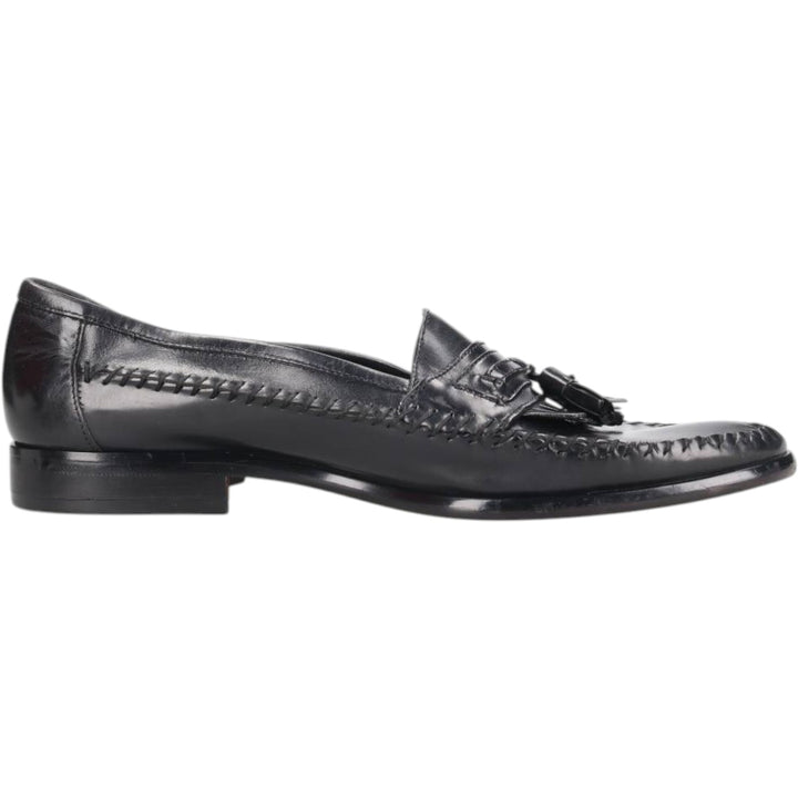 GIORGIO BRUTINI Quilted Tassel Loafers, Size 9 1/2 D Men's 27.5cm genuine leather black type Vintage Second Hand