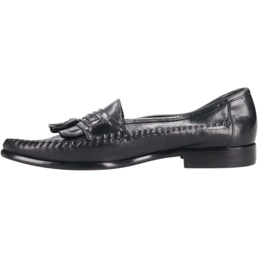 GIORGIO BRUTINI Quilted Tassel Loafers, Size 9 1/2 D Men's 27.5cm genuine leather black type Vintage Second Hand