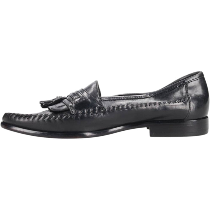 GIORGIO BRUTINI Quilted Tassel Loafers, Size 9 1/2 D Men's 27.5cm genuine leather black type Vintage Second Hand
