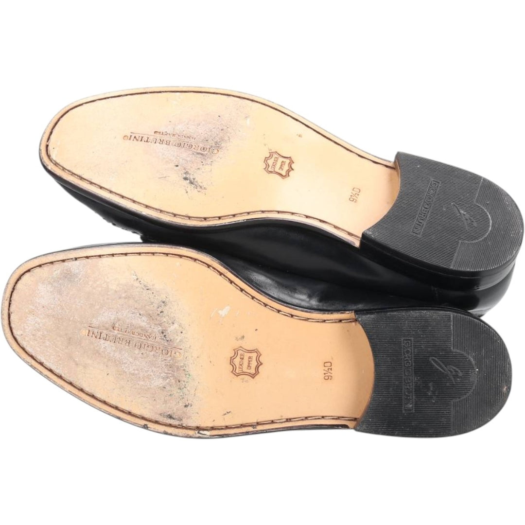 GIORGIO BRUTINI Quilted Tassel Loafers, Size 9 1/2 D Men's 27.5cm genuine leather black type Vintage Second Hand