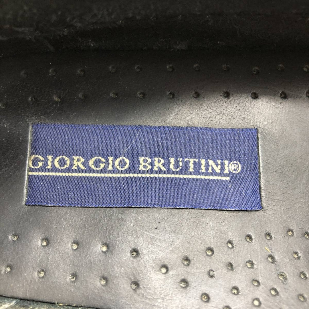 GIORGIO BRUTINI Quilted Tassel Loafers, Size 9 1/2 D Men's 27.5cm genuine leather black type Vintage Second Hand